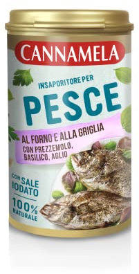 Cannamela, Linea Insaporitori, Insaporitore per Pesce, Confezione da 90 g, con Prezzemolo, Basilico, Aglio e Sale, 100% Naturale, Ideale per Piatti a Base di Pesce, dal Sapore Naturale