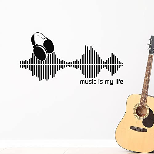 GRAZDesign Wandtattoo Equalizer music is my life Wohnzimmer Jugendzimmer Musikraum - 79x40cm / 070 schwarz