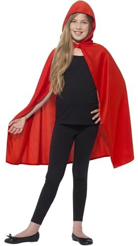 Smiffys Capa con capucha, rojo, disfraz para niñas, disfraces para niños