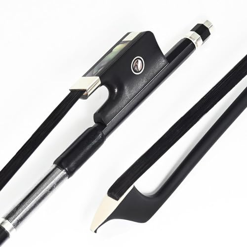 VingoBow 3/4 Size Natural BLACK Mongolia Horsehair Carbon Fiber Cello Bow DEEP and POWERFUL Tone Nice Design Black Color Art No.100CB