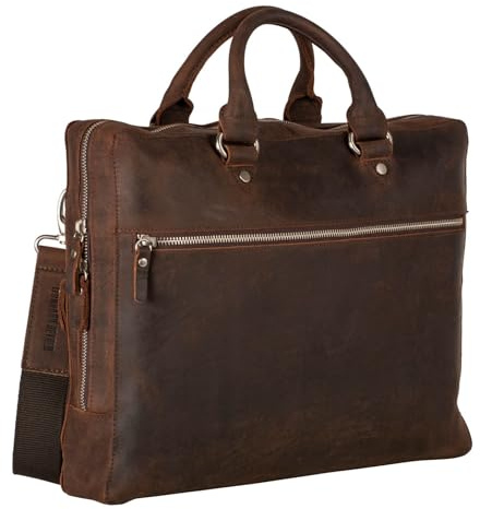 Leonhard Heyden Leder Henkeltasche Umhängetasche mit Laptopfach Salisbury RV-Aktenmappe Brown braun