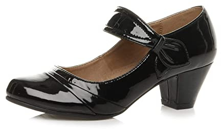 AJVANI mid heel mary jane strap smart work comfort court shoes size 4 37