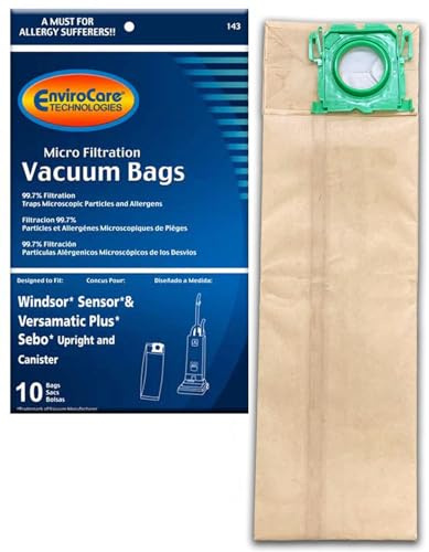 EnviroCare Replacement Micro Filtration Vacuum Cleaner Dust Bags Designed to Fit Windsor Sensor 5300REP Professional G1, C2,C3, K2, K3, X, G & C Series, 12 & 15 U, Kenmore 50015-10 Pack