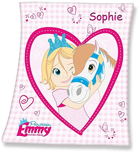 SL-Store GbR Decke Prinzessin Emmy mit Namen Bestickt 130x160 cm Geschenk zur Taufe Geburt Kindergarten Kinderdecke
