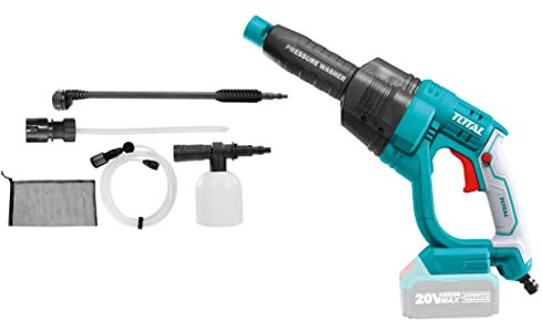 TOTAL - Pistola Hidrolimpiadora a Batería P20S de 20 V | Limpieza a Presión con Agua | Sistema de Seguridad de Parada Automático | Incluye 6 Accesorios | Multicolor