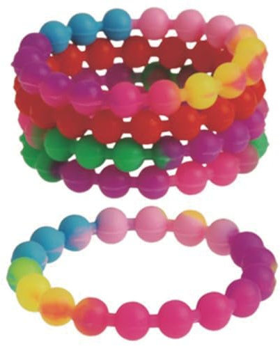 Dozen Assorted Rainbow Stretchy Silicone Bead Bracelets