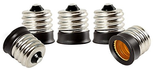 ELECTOP E17 to E12 Socket Adapter Converter,Intermediate E17 Base Convert to Candelabra E12 Base,Black Lamp Holder(5 Pack)