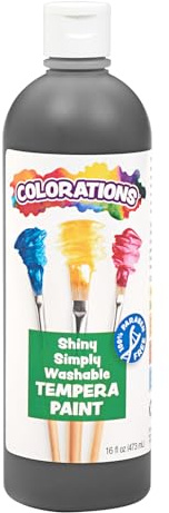 Colorations Washable Tempera Shiny, Metallic Effect Paint, 16 fl oz, Black