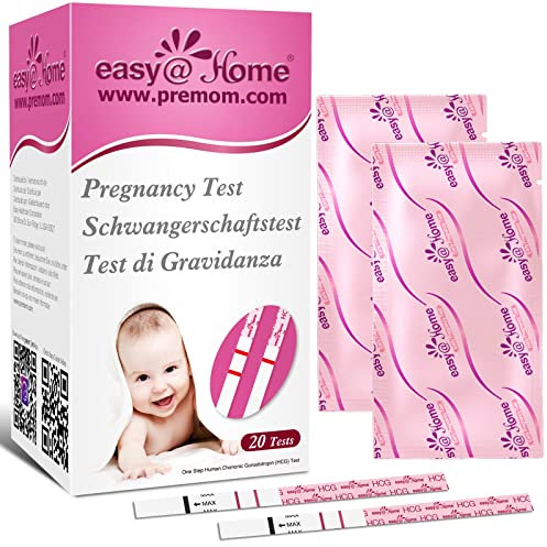 Easy@Home 20 x Schwangerschaftstest Frühtest 10 miu/ml - Empfindliches und Schnelles Test - Frühschwangerschaftstest Ultra Frühtest Schwangerschaft Streifen (20 HCG Tests)