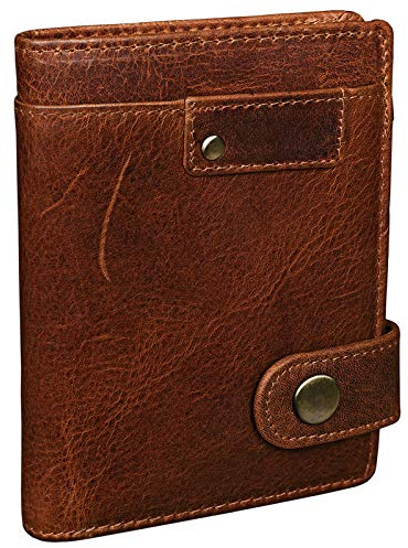 STILORD 'Milo' Vintage Ledergeldbörse Herren/Portemonnaie mit Druckknopf/Brieftasche/Geldbörse Hochformat Antik Leder, Farbe:Kara - Cognac