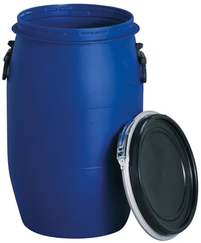Graf Kunststoff-Weithalsfass Regentonne 60 Liter blau lebensmittelecht | mit UN-Kennzeichnung, Futtertonne, Wassertank, Fass, Tonne Mit Deckel, Maischefass, Regenfass, Sauerkrautfass