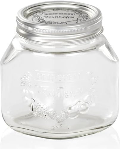 Leifheit Einkochglas 0, 75 L, formschönes Einmachglas mit Deckel und Ring, Einmachglas mit 0, 75 Liter Volumen, platzsparendes Vorratsglas mit Sonderform