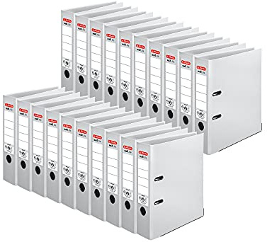Herlitz 9942681 Ordner maX.file protect A4 8cm weiß, PP-Kunststoffbezug/Papier hellgr.besch. 20er Packung