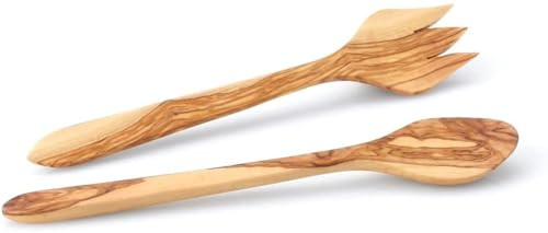 Continenta salladsbestick Olive No. 2, olivträ sallad serveringsbestick oljad, av en del, ädelsten kvalitet, storlek: 30,5 cm, fläkt: 9,5 x 8,5 cm