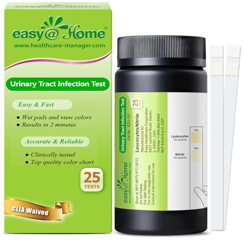 Easy@Home UTI Test Strips 25 Tests, Instant Urine Test Kit for UTI Infections, Women Urinary Tract Bladder Infection Testing, Results in 2 Min (UTI-25P)
