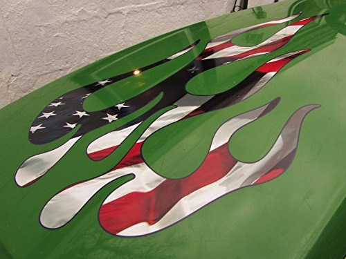 Flame Decals - American Flag - for Riding Lawn Mower Tractor - 3pc. Set