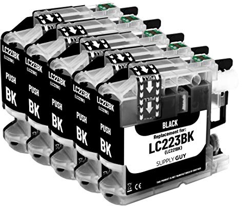 Supply Guy 5 Druckerpatronen kompatibel mit Brother LC223 LC-223XL LC-225 LC-227 Schwarz mit Chip und Füllstandsanzeige für MFC-J5320DW MFC-J5620DW MFC-J480DW DCP-J4120DW DCP-J562DW und weitere