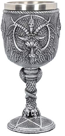Nemesis Now Baphomet Kelch, 17,5 cm, silberfarben, Kunstharz mit Edelstahl-Einsatz, 1 Stück (1 Stück)
