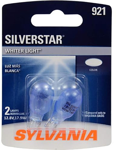 SYLVANIA - 921 SilverStar Mini Bulb - Brighter and Whiter Light, Ideal for Center High Mount Stop Light (CHMSL) and more (Contains 2 Bulbs)