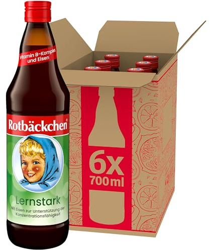 ROTBÄCKCHEN Lernstark 6er Pack (6 x 700 ml) | Mehrfruchtsaft mit Eisen und B-Vitaminen
