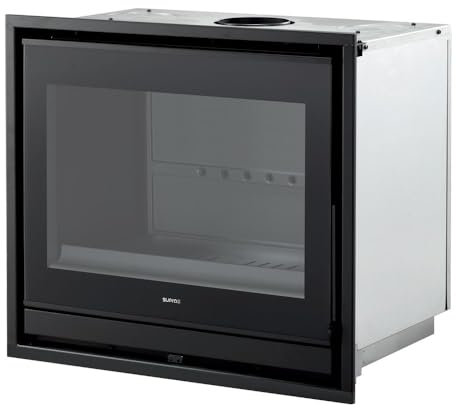 SUPRA NEO 76 - Chimenea insertable de acero, 8kW, sistema de limpieza, 4 boquillas, puerta de cristal completa, deflectores desmontables, baja emisión CO2, para instalar en chimeneas abiertas