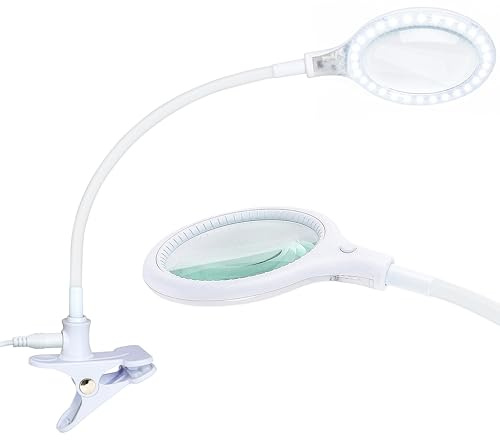Brightech LightView Flex Magnifying Desk Lamp with Clamp, 1.75X Light Magnifier, Adjustable Magnifying Glass with Light for Crafts, Reading, Close Work