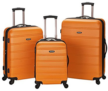 Rockland Melbourne Hardside 3 Piece Expandable Spinner Wheel Luggage Set, (20/24/28), Orange