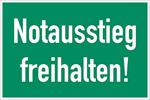 Schild Notausstieg freihalten! 20 x 30cm Alu