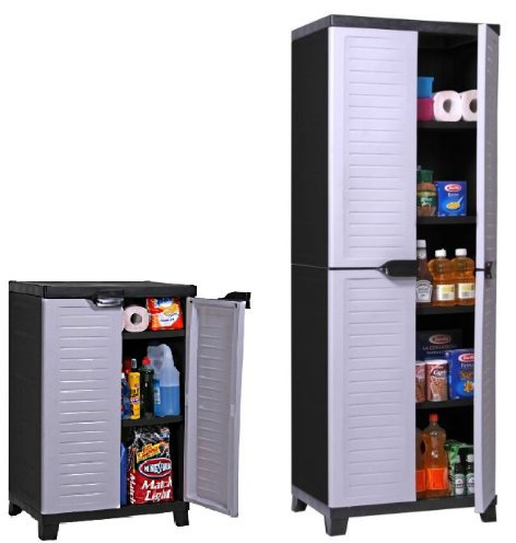 Kreher Set: Großer + mittlerer Kunststoffschrank der Elite-Serie mit verstellbaren Einlegeböden in hochwertiger Verarbeitung