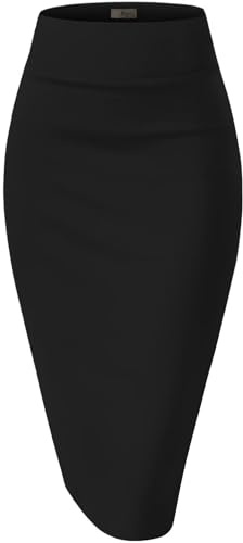 Hybrid & Company Women’s Techno/Scuba Stretch Pencil Skirt – Sleek Tailored Office Essential, Made in USA KSK43584 1139 Black M