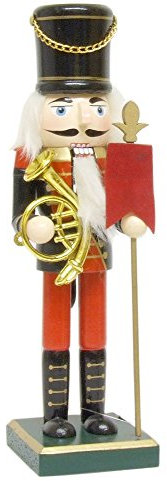Gisela Graham Christmas Decoration 37576, Painted Wooden Nutcracker with Black Hat