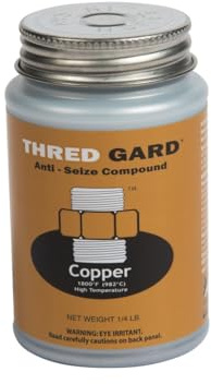 Gasoila Thred Gard Copper-Based Anti-Seize & Lubricating Compound with Brush Applicator, 1/4 lb – High-Temperature Resistant Up to 1000°F, Non-Dripping, Non-Hardening Formula for Nuts, Bolts, Valves