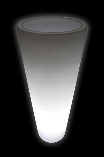 point-garden Blumenkübel Pflanzkübel Pflanzgefäß weiß beleuchtet Höhe 110cm