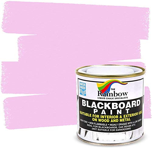 Rainbow Chalk Markers Blackboard Paint, Matt Pink Chalkboard Paint, 250ml | Water Based & Non-Toxic; For Dry Chalk Sticks & Liquid Markers; Interior & Exterior Use on Wood, Metal, Wall, Glass