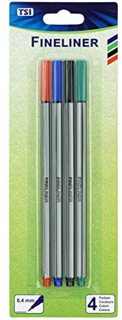 TSI Fineliner 4 Farben (rot/grün/blau/schwarz), Art. Nr. 38713