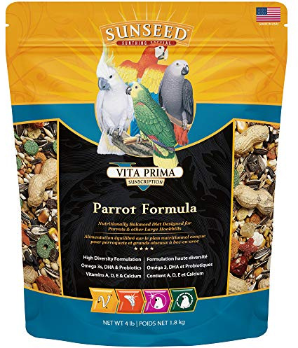 Sunseed 49050 Vita Prima Sunscription Parrot Food - High-Variety Formula, 4 LBS