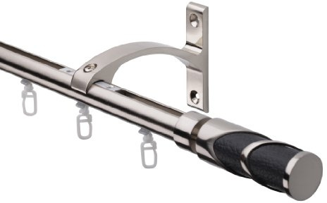 DécoProfi Gardinenstange Innenlauf 1-läufig Set Ø 20 mm Edelstahloptik (nickel gebürstet) Kurzer TrägerI Länge: 240cm Aluminium für Wandmontage I Als Gardinenschiene & Vorhangstange geeignet
