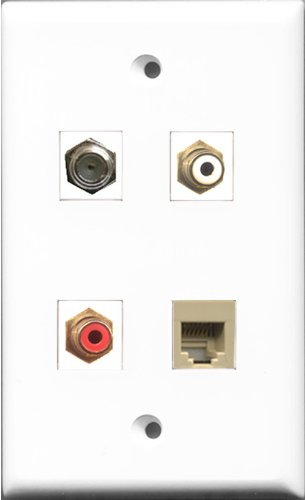 RiteAV 1 porta RCA rosso e 1 porta RCA bianco e 1 porta cavo coassiale TV- tipo F e 1 porta telefono RJ11 RJ12 beige