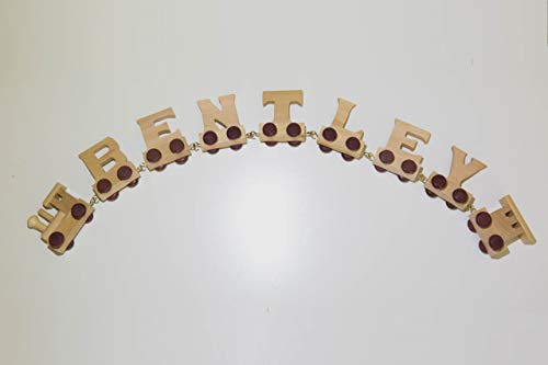 Fun World Toys® Personalisierte Holzbuchstaben mit Zug, 7 Buchstaben, Namenszug
