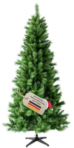 RS Trade Schmaler künstlicher Weihnachtsbaum 1101 Colorado 210 cm Grün mit Metallständer, Christbaum künstlich, Kunsttannenbaum, Klappsystem, schwer entflammbar, einfacher Aufbau, für Allergiker