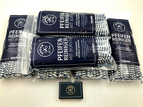 VAUEN 6 x Pfeifenreiniger mit Bürste - 80 konische Reiniger + Zündhölzer