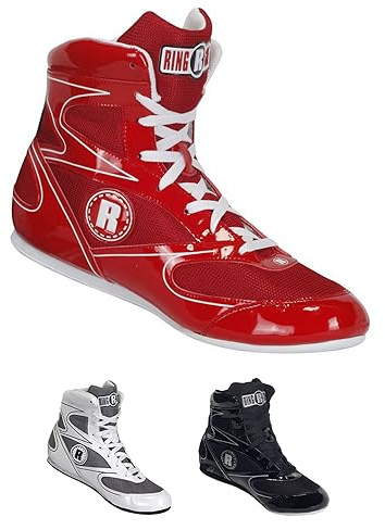Ringside Diablo Boxningsskor, Low-Top Ankle Shoes för män och kvinnor, skor i syntetiskt läder, perfekt för boxning, vridning och mer, röd, storlek 8