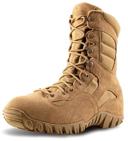 Belleville Khyber TR550 Combat Boots - Traction Tactical Shoes - AR 670-1 Compliant Boots - Orthotic Support Military Shoes - Full-Grain Cattlehide Leather Coyote - 9.5 Wide