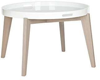 SAFAVIEH EAF4218A Emily Table de Console en Laque Fibre Blanc et Gris 71 x 71 x 45,72 cm