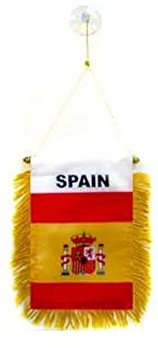 AZ FLAG Wimpel Spanien 15x10 cm Spanische Polyester 100D Saugnapf | Für außen Dreieckswimpel España genähte Kanten und verstärkte Ausführung 100D Polyester