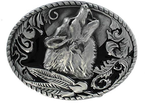 eeddoo® Gürtelschnalle - Heulender Wolf - Western - Biker Buckle (Buckle für Wechselgürtel für Damen und Herren | Belt Frauen Männer Oldschool Rockabilly Metall Biker Western Trucker Casino Skull)