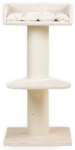 RHRQuality Árbol rascador para Gatos Grandes – Maine Coon Lounge – 120 cm de Altura – con Postes de sisal Extra Gruesos de 20 cm – Color Crema