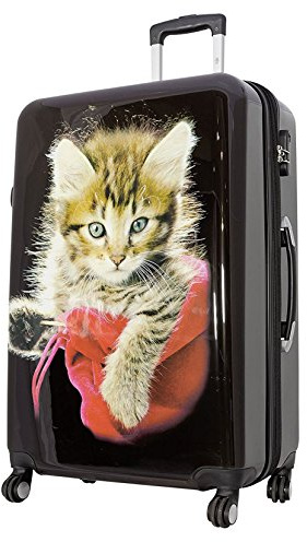 Bowatex Großer Reisekoffer 115 Li, hübsche Katze Tiermotiv Koffer 77 cm Schwarz