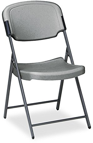 Iceberg Rough 'N Ready Premium Folding Chair, High-Density Plastic with Steel Frame, 225 lbs. Load Capacity, Charcoal