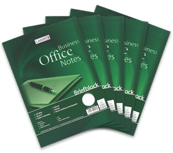 Landré Briefblock A4 blanko, 100 Blatt, 70 g/m² Papier, inkl. Linienblatt, 5 Stück
